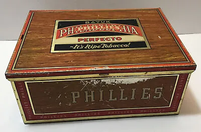 Vintage Bayuk Philadelphia Phillies Perfecto Metal Tin Cigar Tobacco Box 5 Cents • $35