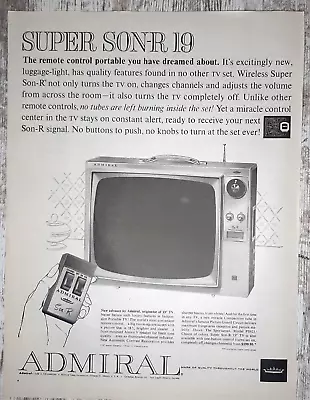 1961 Admiral Vintage Print Ad Television Super Son-R Remote Control Portable B&W • $7.06