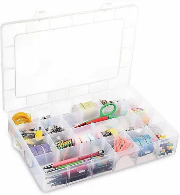£4.99 • Buy Storage Box Hard Plastic Adjustable 24 Compartment Slot Plastic Craft Organser