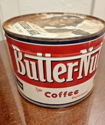 Never Opened Vintage Advertising Tin BUTTER-NUT COFFEE Can 1 Pound With Key!!! • $19.99