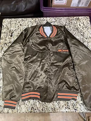 Mens Medium Cleveland Browns Chalk Line Satin Bomber Jacket Vintage • $50