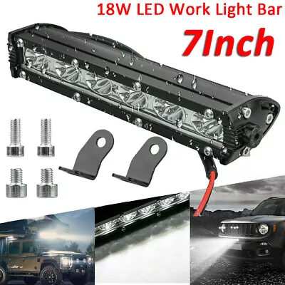 Slim LED Work Light Bar Single Row Spot Flood Offroad Driving ATV 4WD SUV 7 Inch • $15.55