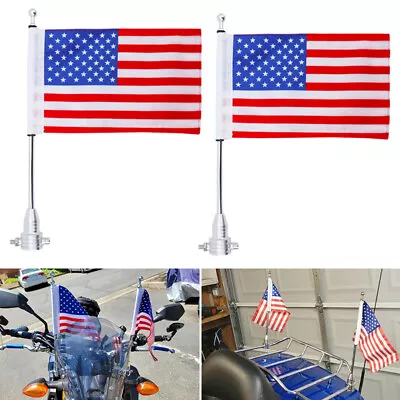 2PCS Motorcycle American USA Flag Pole Rear Luggage Rack Mount For Harley • $27.99