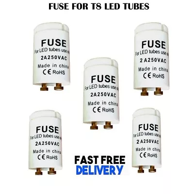 5x Starter For LED T8 Fluorescent Tubes 2A LED Starters Fuse For Light Bulb- • £6.49