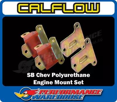 Small Block Chev Polyurethane Engine Mount Set Zinc & Red 283 327 350 383 • $90.95