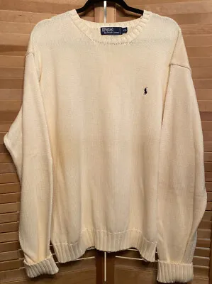 Polo Ralph Lauren RL Vintage Sweater XXL Cream Cotton Hand Knit EUC • $49.99