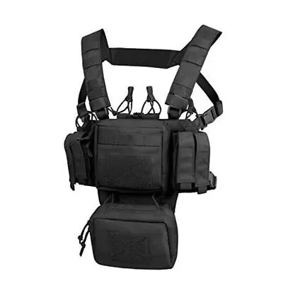  Tactical Chest Rig Adjustable&Detachable Molle Chest Rigs With Mag Pouch Black • $89.98