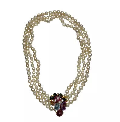 Vintage Saltwater Cultured Pearl Double Strand Necklace • $4850