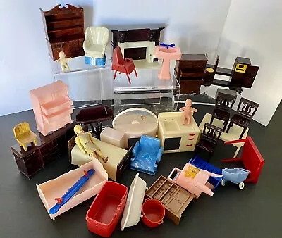 VTG LOT Dollhouse Furniture Plasco Renwal Ideal Marx & Unbranded AS IS • $25