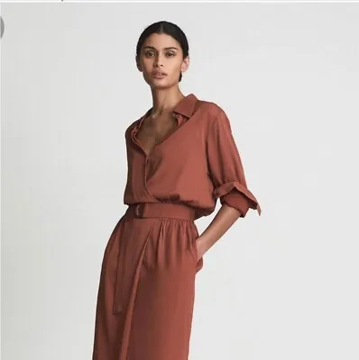 Reiss Emilie Belted Midi Dress Color: Rust Size: Us6 • $199