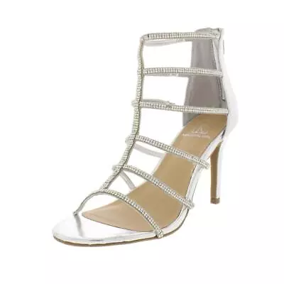 Material Girl Womens Raissa Silver Dress Sandals Shoes 9 Medium (BM)  2560 • £4.81
