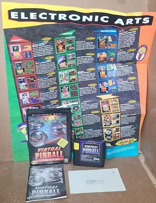 Virtual Pinball (Sega Genesis 1993) Complete CIB W/ Reg Card & Poster • $9.99