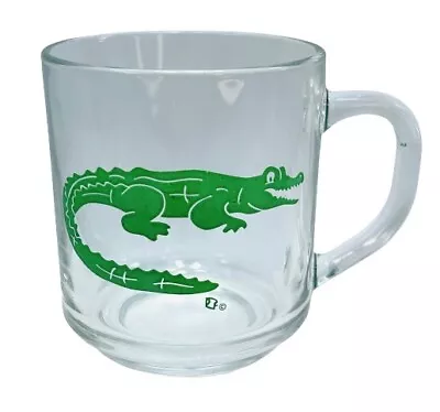 Vintage FRANCE Clear Glass Green Alligator Mug Cup Anthropomorphic Gator • $10.79