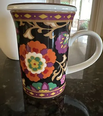 Vera Bradley ‘ Suzani’ Coffee Mug Tea Cup With Lid Beautiful Colors Mint • $12