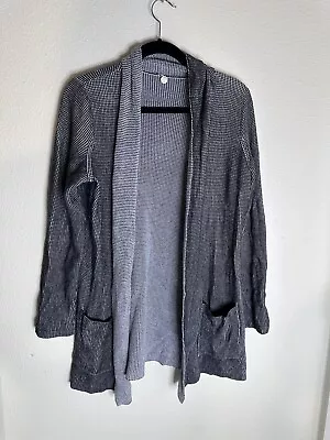 Margaret O’Leary Waffle Knit Cardigan Sweater - Gray - Size Large  • $35