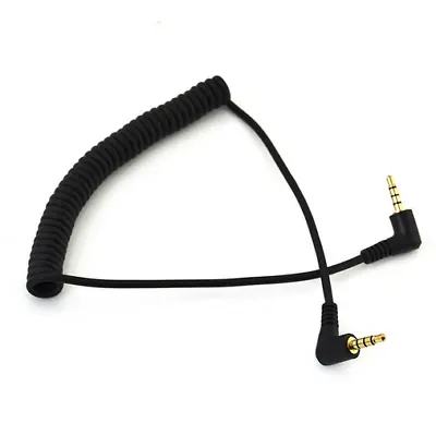 90° Angled Coiled 4 Pole 3.5mm Male To 4P Male Stereo Audio AUX Cable 1.5m • £4.95