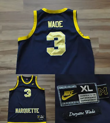 Dwyane Wade Marquette Golden Eagles Nike Jersey Navy Blue NCAA Sewn Men XL • $99.99