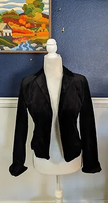 J. Crew Black Velvet Blazer Party 100% Cotton Sz 2 Extra Small Petite XS $188 • $45.47