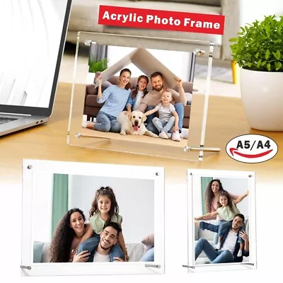 A4 A5 Size Clear Perspex Acrylic Photo Frame Desk Pictures Poster Display Holder • £10.99
