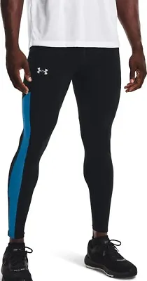 UNDER ARMOUR Men's UA Fly Fast 3.0 Running Leggings NWT Black / Blue SIZE: LARGE • $44.06