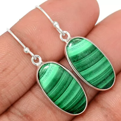 Natural Malachite - Congo 925 Sterling Silver Earrings Jewelry CE28246 • $11.99