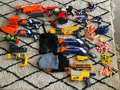$300 • Buy Nerf Guns Bulk X 14 & Vests X 3 & Accessories X 10 & Bullets X 101 Small & Large