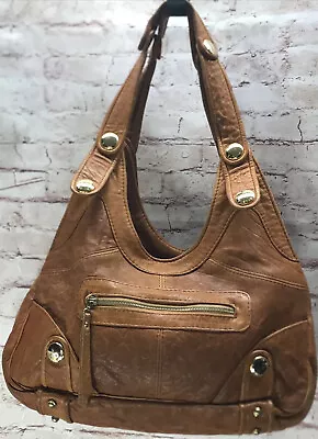 GUSTTO Women’s Shoulder Bag Leather Camel Footed Bottom Double Sided Purse • $84.12