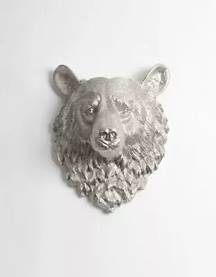 The Raleigh In Silver - Silver Resin Bear Head- Resin Silver Faux Taxidermy • $260