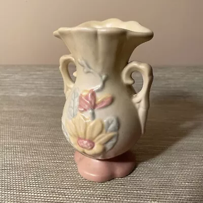 Small Vtg Magnolia Vase HULL USA Art Pottery Two Handle 4-3/4” Pastel Colors • £24.13