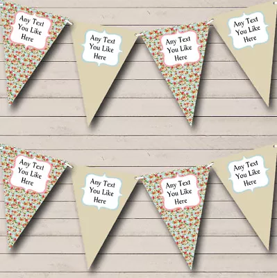 Party Banner Bunting Vintage Flowers Personalised Shabby Chic Garden Tea • £6.79