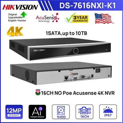 US Hikvision 4K NVR 16 Channel 12 MP 16ch No Poe NVR AcuSense Home DS-7616NXI-K1 • $128.54