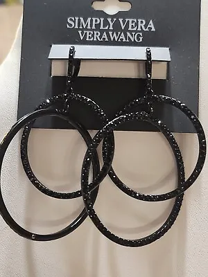 Simply Vera Vera Wang Black Leverback Multi Drop Hoop Earrings 2.5  New • $12.99