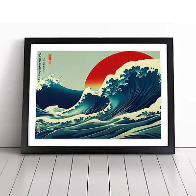 Japanese Wave Red Sun Wall Art Print Framed Canvas Picture Poster Decor • £14.95