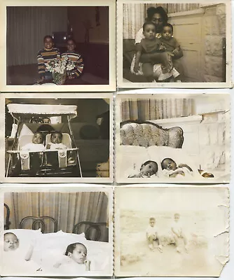 FOUND PHOTO Lot African American Twin Boys Growning Up Color B&W Snapshot VTG • $14.99