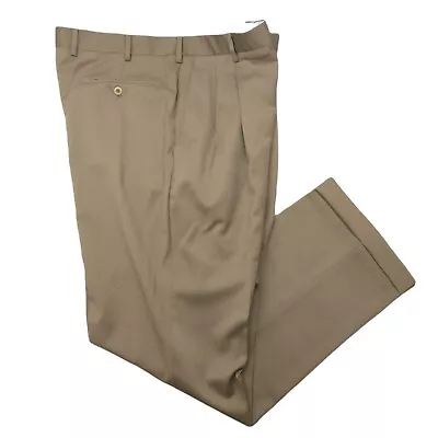 Zanella Pants Mens 38x32 Brown Pleated Wool Bennett Dress Slacks Trousers Suit • $35