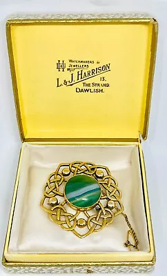 £475 • Buy RARE VINTAGE JOHN HART IONA 9ct GOLD  & BANDED AGATE BROOCH, EDINB. MARKS 1956