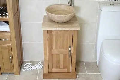 Solid Oak Bathroom Vanity Unit | Oak Sink Bathroom Cabinet | Stone Worktop Sink • £520