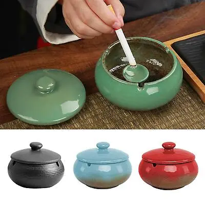 £6.70 • Buy Creative Windproof Ceramic With Lid Cigarette Ashtray For Indoor & Outdoor Use
