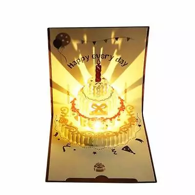 3D Happy Birthday Card Music Light Greeting Card With Pop Up Kid Birthday Cake • £7.38