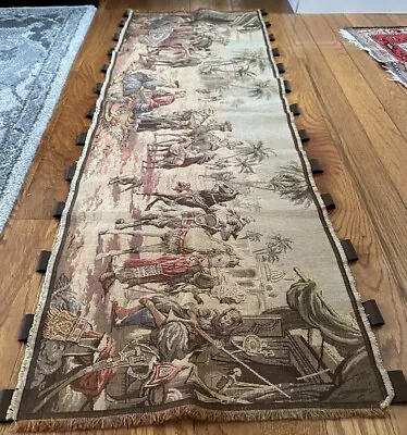 Vintage Tapestry Middle Eastern Market Scene 20x57” Wall Hanging European • $155