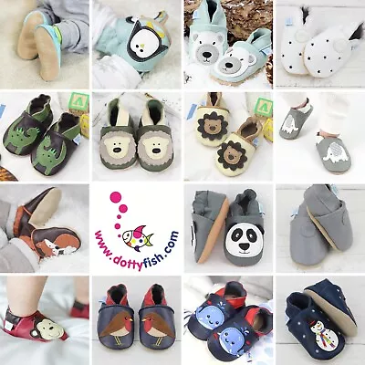 Dotty Fish Baby Toddler Infant Leather Crawling First Walking Shoes 0-6m-4-5yrs • £13.99