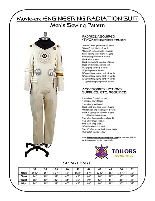 $35 • Buy Men's Movie-era Engineering Radiation Suit Sewing Pattern