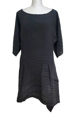 Babette S Black Pleated Asymmetric Hem Tunic Top • $35