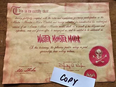 Aurora Master Monster Maker Certificate • $12