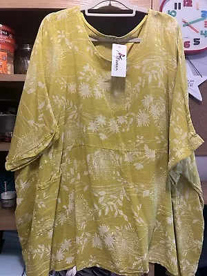 BN Made In Italy Yellow/Lime Floral Top XL  RRP £26.95 • £5