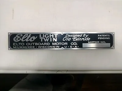 Reproduction Elto Ruddertwin Outboard Motor Aluminum Data Plate • $44.99