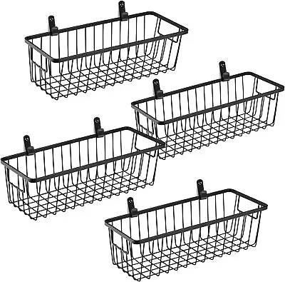 Farmhouse Metal Wire Bin Basket With Wall Mount Small 4 Pack Portable Hanging Wa • $30.47