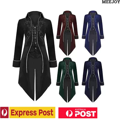 Men Vintage Steampunk Costume Tailcoat Jacket Gothic Victorian Retro Tuxedo Suit • $40.45