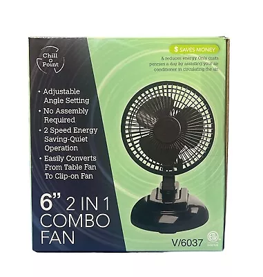 6 Inch 2 In 1 Combination Clip & Table Base Fan W/ 2-speed Energy Saving V/6037 • $29.99