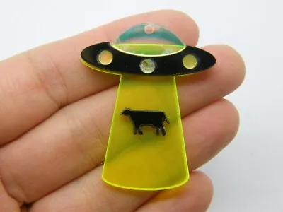 2 UFO Cow Abduction Pendants Acrylic P63 • £2.71